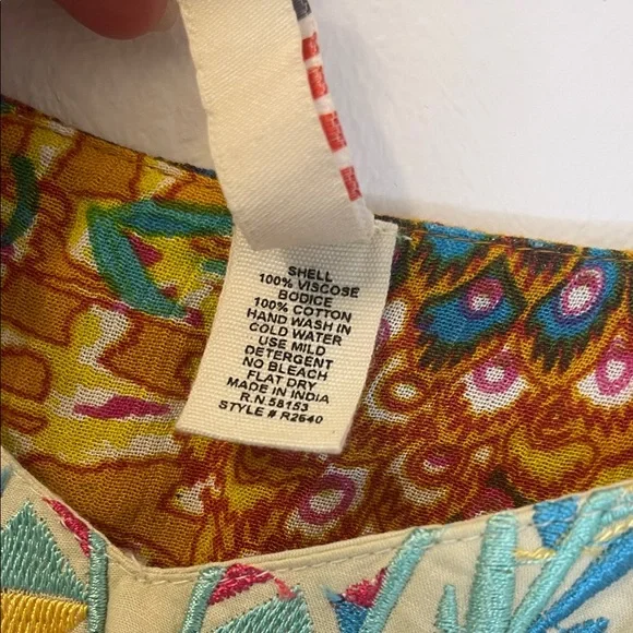 Raga × Anthropologie Parkland Maxi Boho Embroidered Maxi Dress Size XS PTP 16” - Picture 6 of 8